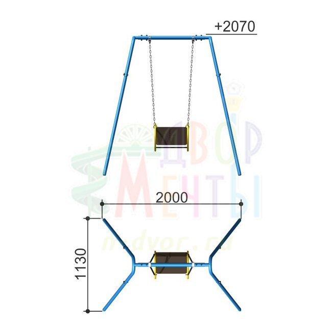 Качели одинарные цепная подвеска (арт.108.10.00)- широкий выбор детского оборудования | Компании «Наш двор»